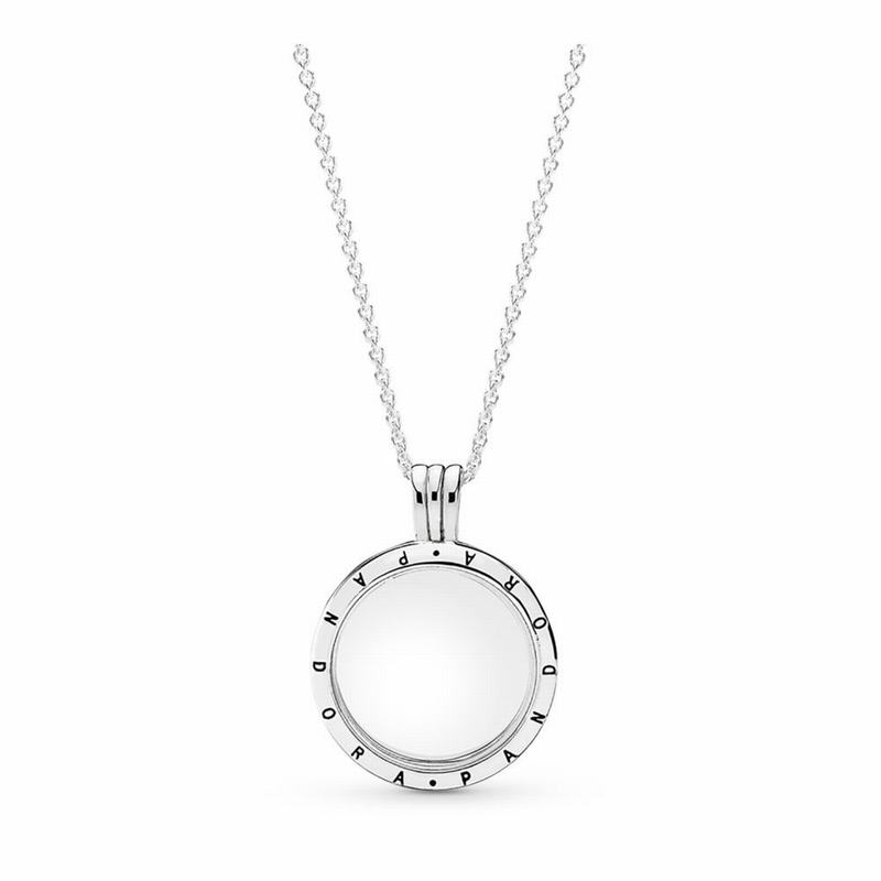 Pandora Floating Lockets Logo Necklace - Sterling Silver/Glass - Canada | BK5790JS